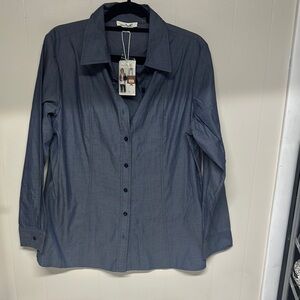 Simply Noelle Blue Button Down Shirt with Relaxed Fit